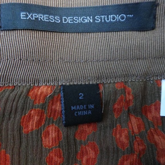 SiLK Express Design Studio Pleated Ruffle Layer Skirt Zip Back Orange Green 2 - Picture 7 of 8